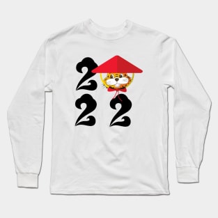 2022 cute baby tiger with chinese hat Long Sleeve T-Shirt